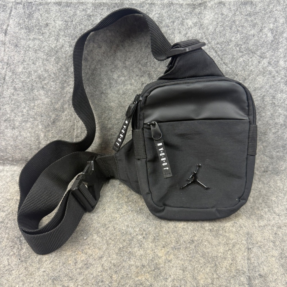 Jordan Black Crossbody Sling Bag Jumpman Logo 0747-023 224 7"x6" Festival Travel